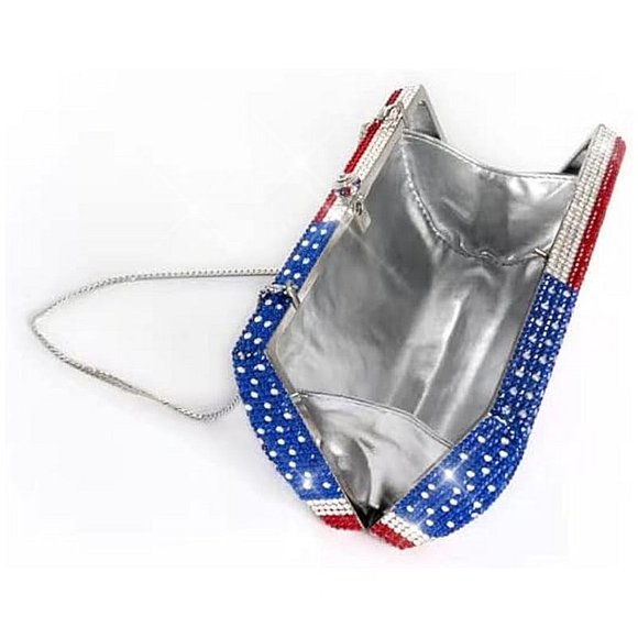 NWT Beautiful Sparkling Bling Swarovski Crystal American Flag Clutch Pur… - Picture 9 of 10